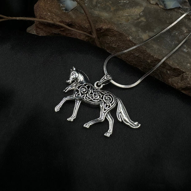 Brigid Ashwood Stable Celtic Horse ~ Sterling Silver Jewelry Pendant TPD3994