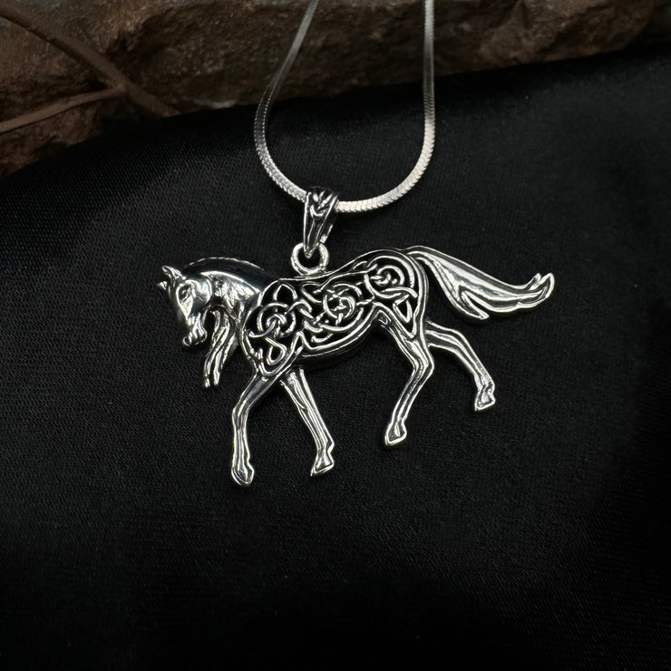 Brigid Ashwood Stable Celtic Horse Sterling Silver Pendant TPD3994