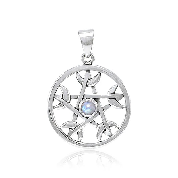 Pentacle with Crescent Moon Sterling Silver Pendant TPD4226