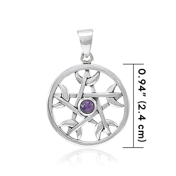 Pentacle with Crescent Moon Sterling Silver Pendant TPD4226