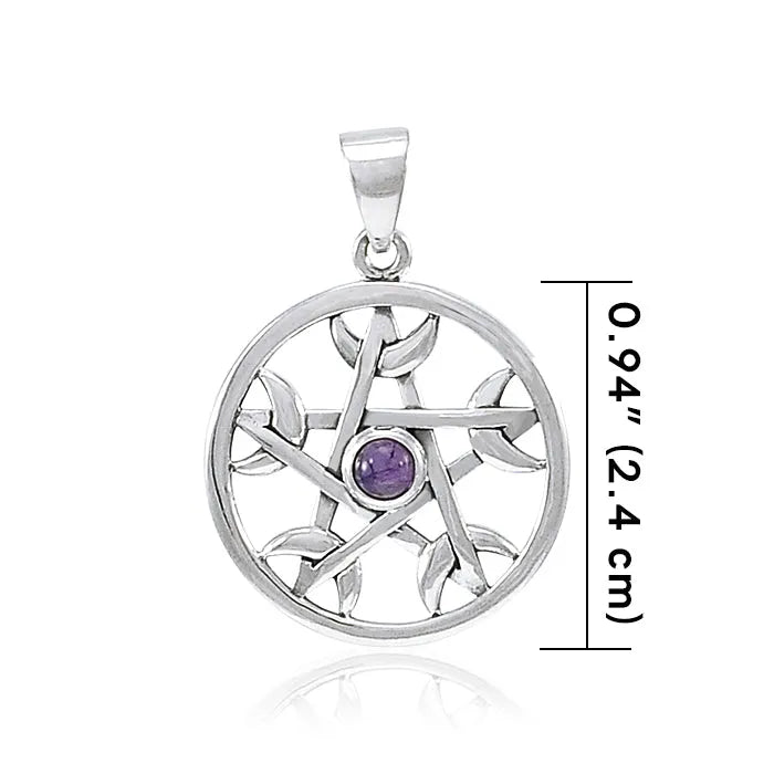 Pentacle with Crescent Moon Sterling Silver Pendant TPD4226
