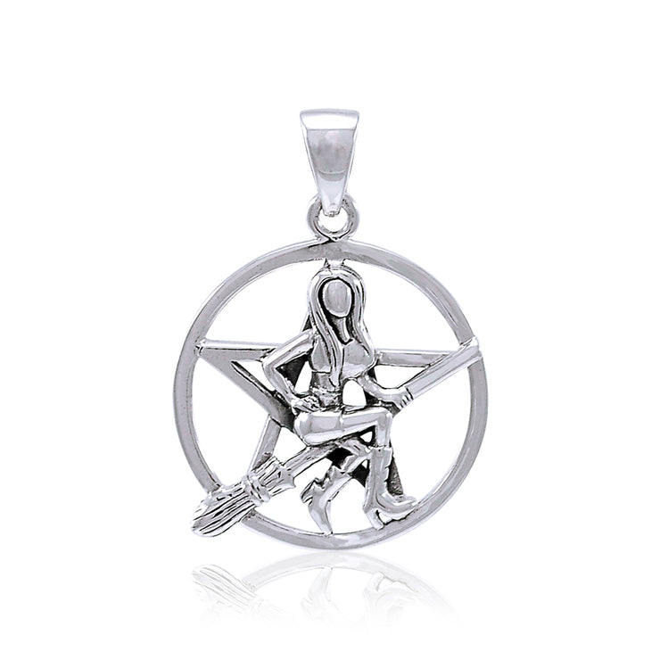 Salem Witch Silver Pendant with Pentacle TPD4247