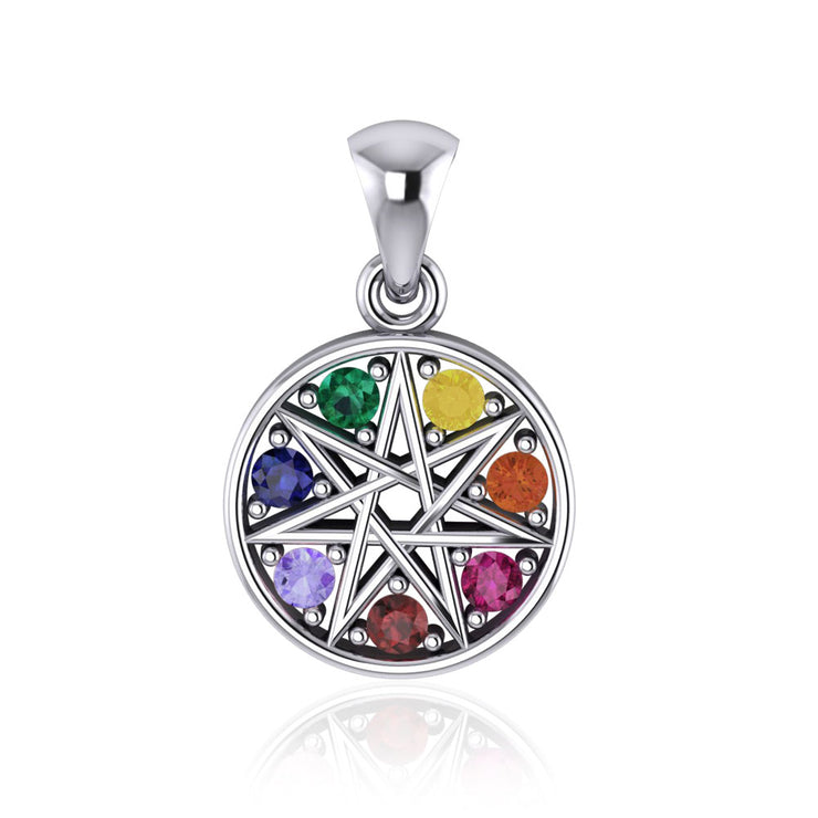 Believe in the magick of Elven Star ~ Sterling Silver Pendant with Shimmering Gemstones TPD4262