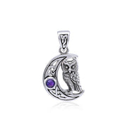 Owl with Celtic Crescent Moon Pendant TPD4288