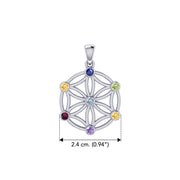 Flower Of Life Sterling Silver Pendant with Chakra Gemstone TPD437