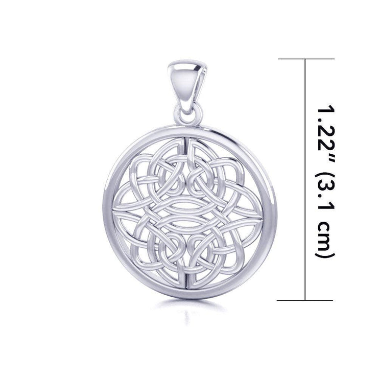 Round Celtic Knotwork Sterling Silver Pendant TPD4462 - Wholesale Jewelry