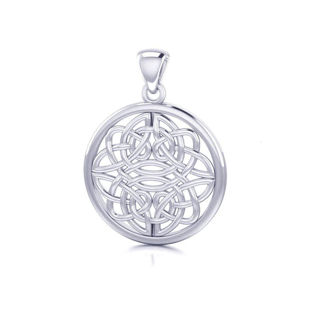 Round Celtic Knotwork Sterling Silver Pendant TPD4462 - Wholesale Jewelry