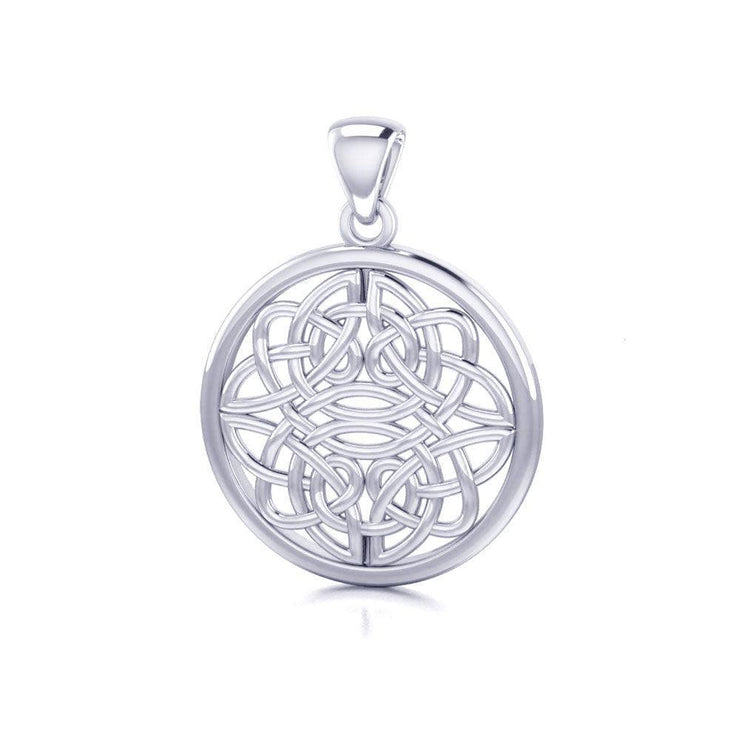 Round Celtic Knotwork Sterling Silver Pendant TPD4462 - Wholesale Jewelry