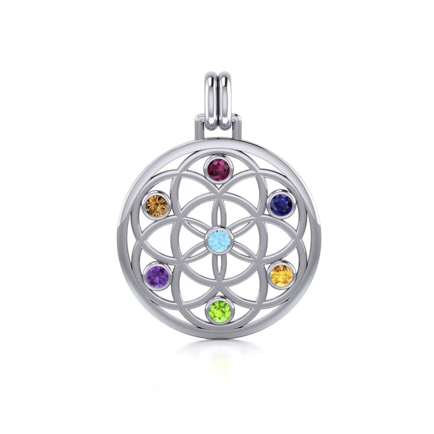 Flower of Life with powerful life force Chakra stone Pendant TPD452