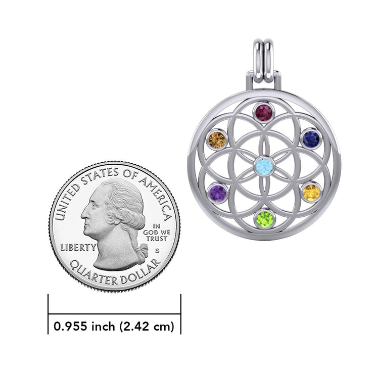 Flower of Life with powerful life force Chakra stone Pendant TPD452