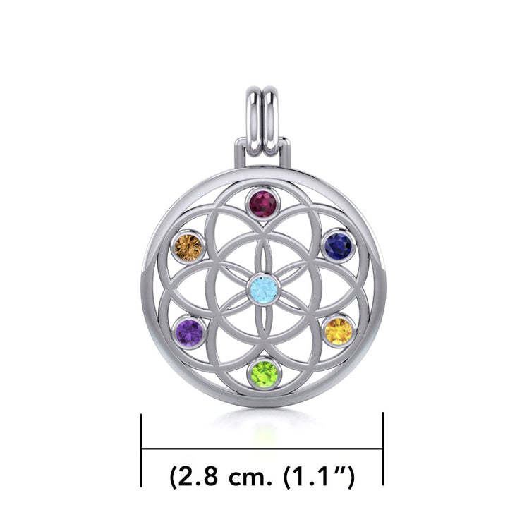 Flower of Life with powerful life force Chakra stone Pendant TPD452