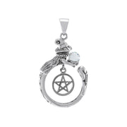 Witch Sterling Silver Pendant with Crystal ball TPD4857