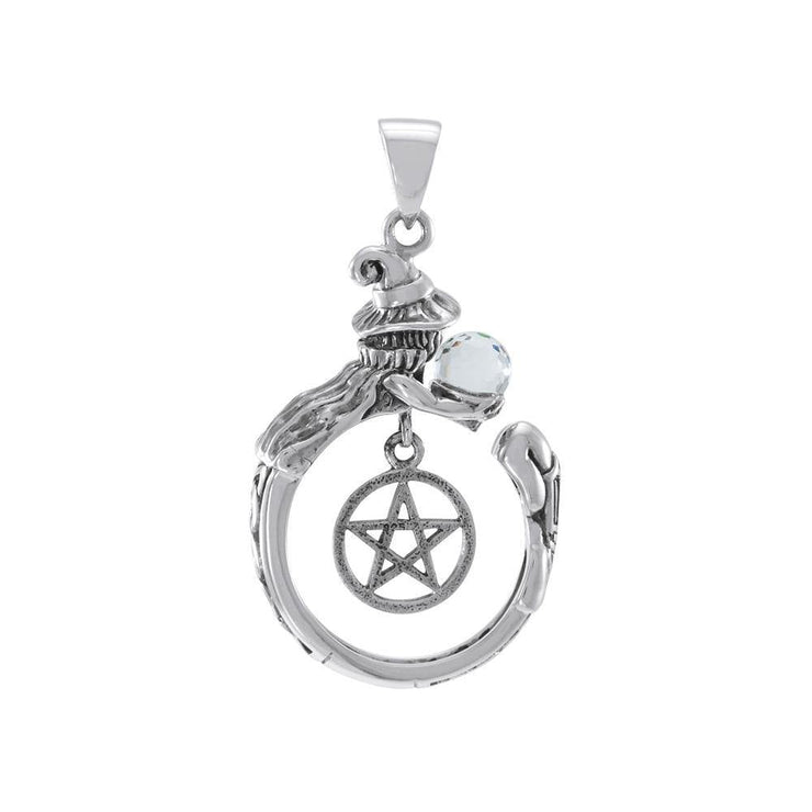 Witch Sterling Silver Pendant with Crystal ball TPD4857