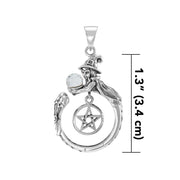 Witch Sterling Silver Pendant with Crystal ball TPD4857
