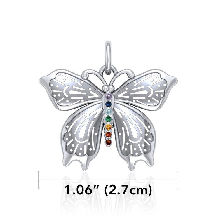 Spiritual Chakra Butterfly Silver Pendant TPD5054