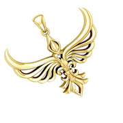 Phoenix with Fleur De Lis Solid Gold Pendant GPD5089