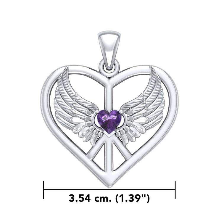 Wrapped in the Wings of an Angel ~ Sterling Silver Peace Symbol Pendant Jewelry TPD5109