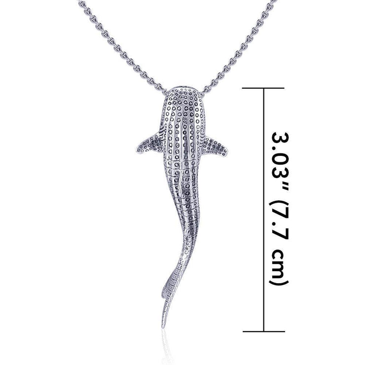 Large Whale Shark Silver with Hidden Bail Pendant TPD5200