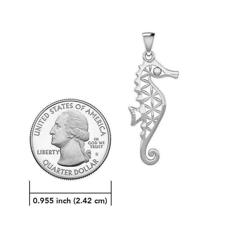 Flower of Life Seahorse Silver Pendant TPD5299