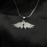 Guardian Angel Wings Silver Pendant with Capricorn Zodiac Sign TPD5512