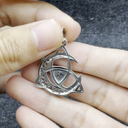 Trinity Knot with Celtic Crescent Moon and Triskele Sterling Silver Pendant TPD5885