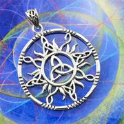 The Sun and Celtic Trinity Knot Silver Pendant TPD5924