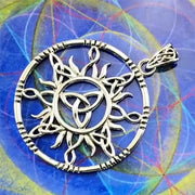The Sun and Celtic Trinity Knot Silver Pendant TPD5924