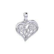 Double Roses in Heart Silver Pendant TPD6047