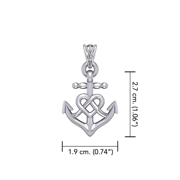 Celtic Heart With Anchor Silver Pendant TPD6056 - Wholesale Jewelry
