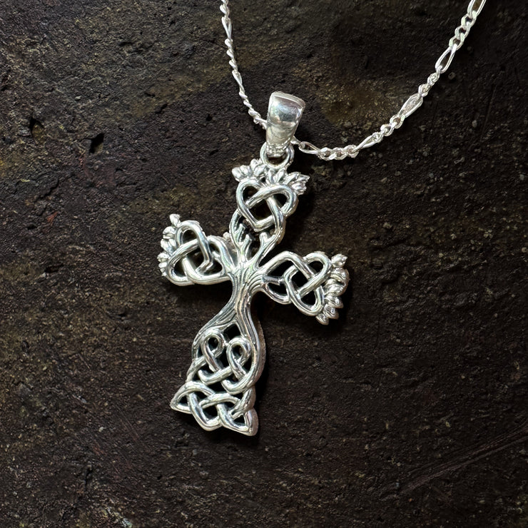 Celtic Tree of Life Cross Silver Pendant TPD6122