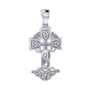 Celtic Tree of Life Irish Cross Silver Pendant TPD6123