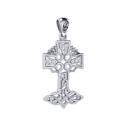 Celtic Tree of Life Irish Cross Sterling Silver Pendant TPD6123