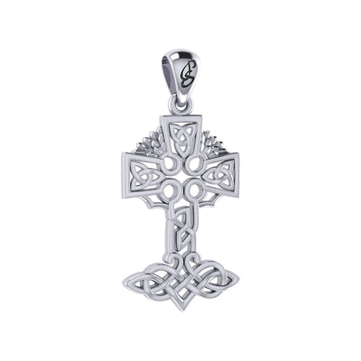 Celtic Tree of Life Irish Cross Sterling Silver Pendant TPD6123