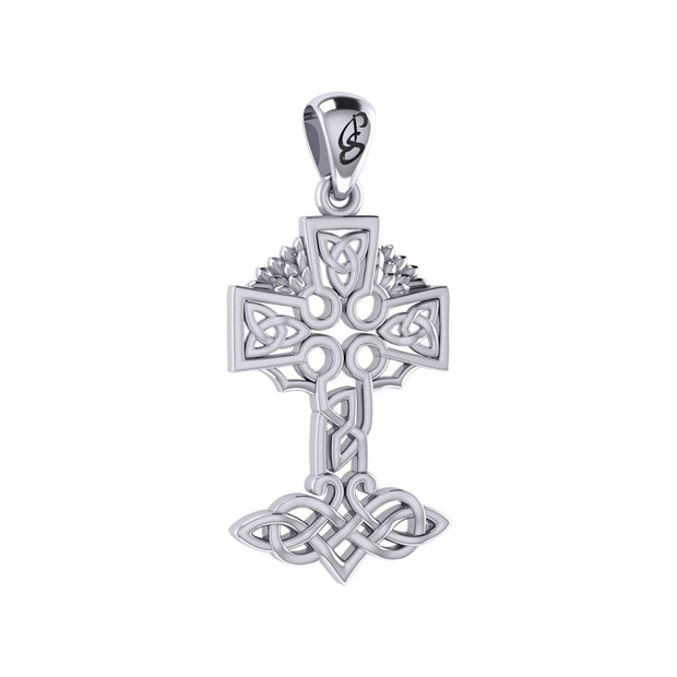 Celtic Tree of Life Irish Cross Sterling Silver Pendant TPD6123