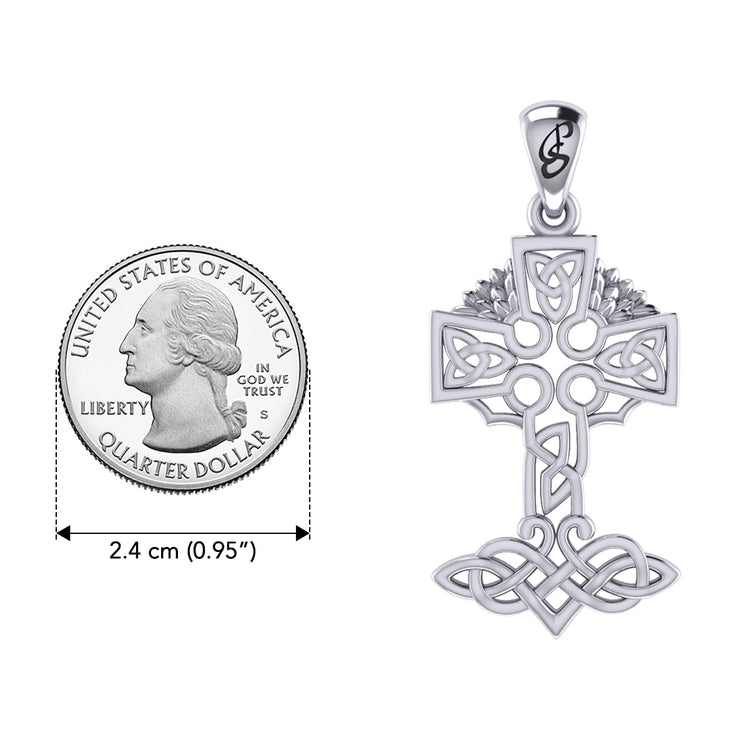 Celtic Tree of Life Irish Cross Sterling Silver Pendant TPD6123