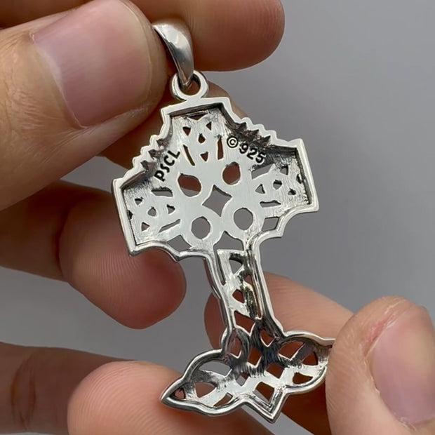 Celtic Tree of Life Irish Cross Sterling Silver Pendant TPD6123