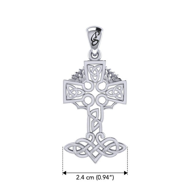 Celtic Tree of Life Irish Cross Sterling Silver Pendant TPD6123