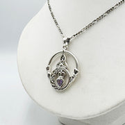 Claddagh and Celtic Crescent Moon with Heart Gemstone Silver Pendant TPD6130