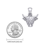 The Highland Cow with Celtic Trinity Knot Ears Silver Pendant TPD6142