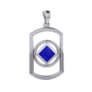 Rectangle Silver Pendant with Inlay Stone in NA Symbol Shape TPD6165