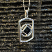 Rectangle Silver Pendant with Inlay Stone in NA Symbol Shape TPD6165