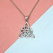 Enchantment Sterling Silver Double Hearts Connected with Magic Celtic Triquetra Pendant - TPD6194 by Peter Stone - Wholesale Jewelry