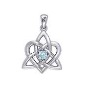 Peter Stone Jewelry: Sterling Silver Triquetra Celtic Heart Pendant with Gemstone – A Meaningful and Elegant Symbolic Necklace for Timeless Beauty TPD6207 - Wholesale Jewelry