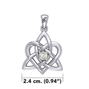 Peter Stone Jewelry: Sterling Silver Triquetra Celtic Heart Pendant with Gemstone – A Meaningful and Elegant Symbolic Necklace for Timeless Beauty TPD6207