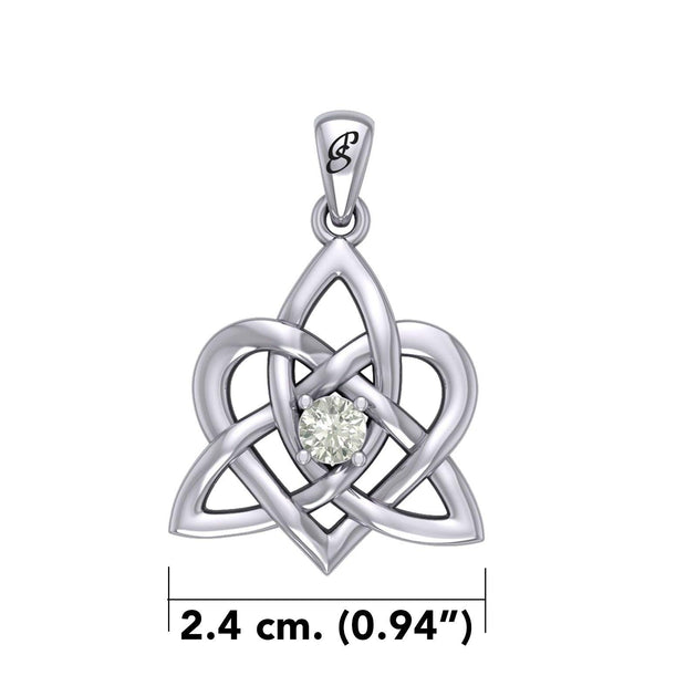 Peter Stone Jewelry: Sterling Silver Triquetra Celtic Heart Pendant with Gemstone – A Meaningful and Elegant Symbolic Necklace for Timeless Beauty TPD6207 - Wholesale Jewelry