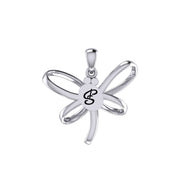 Serenity Soars: Eternal Dragonfly Sterling Silver Pendant with Oval Gemstone Connection by Peter Stone Jewelry - Inspiring Your Journey to Success TPD6212
