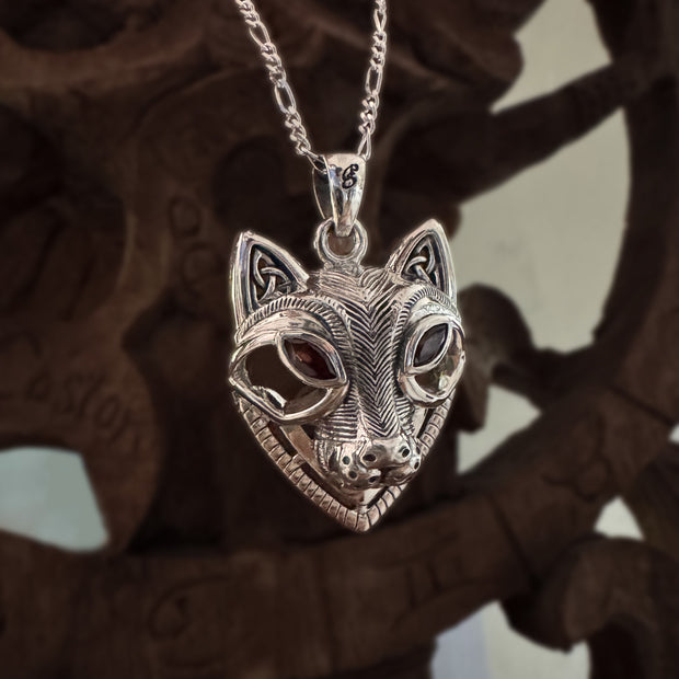 Celtic Wolf Spirit with Meaningful Gemstone Sterling Silver Pendant – Mystical Symbol of Spiritual Connection and Strength by Peter Stone Jewelry TPD6213