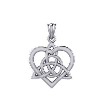 Celtic Flowing Heart Triquetra Sterling Silver Pendant – Graceful Symbol of Love and Unity by Peter Stone Jewelry TPD6215