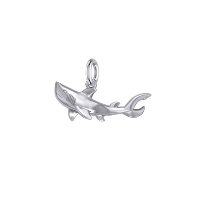 Graceful Guardian Sterling Silver Shark Pendant by Peter Stone TPD6225