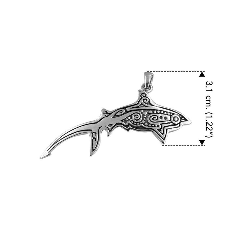 Aboriginal Thresher Shark Sterling Silver Pendant by DiveSilver TPD6231